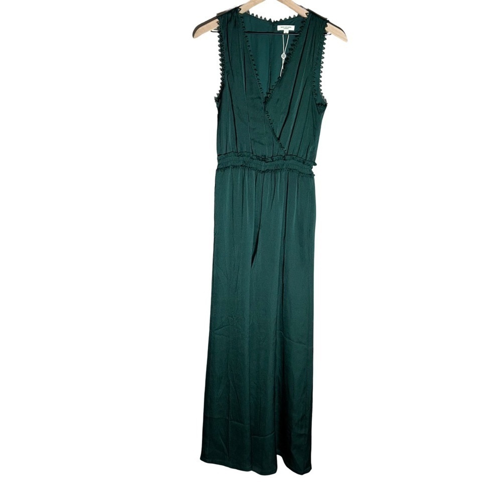 Max Studio Lace Scalloped Sleeveless Jumpsuit Emerald Green - Size S